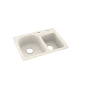 Dual-Mount Solid Surface 25 in. x 18 in. 2-Hole 60/40 Double Bowl Kitchen Sink in Tahiti Matrix
