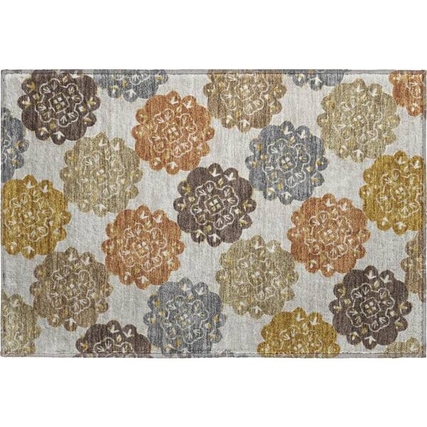 Mayfield Premium Machine Washable Abstract AMF2353 Earth 3 ft. x 4 ft. Area Rug