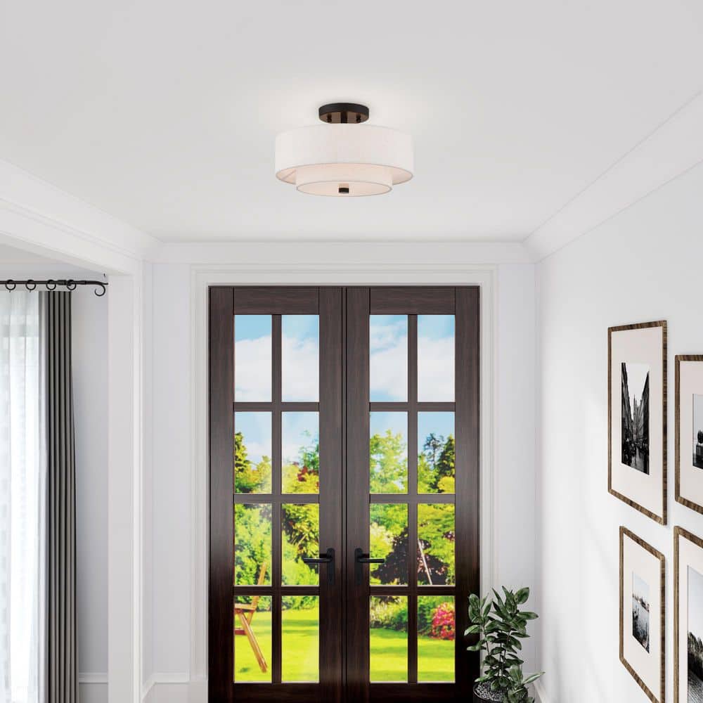Claremont Transitional 2-Light Indoor/Outdoor Ceiling Mount in English Bronze