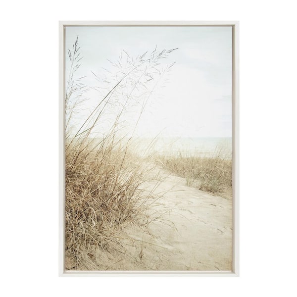 Kate and Laurel Beach Grasses by F2Images Framed Nature Canvas Wall Art Print 33.00 in. x 23.00 in.