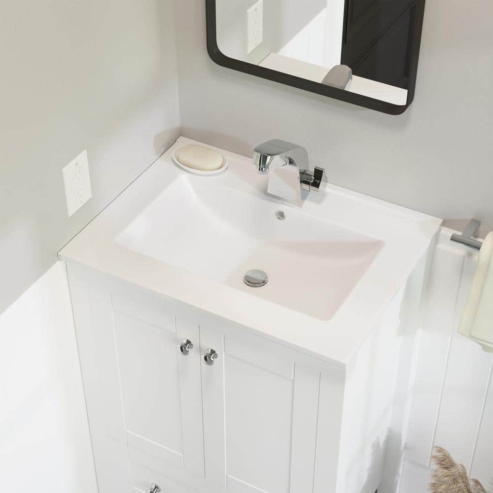 Glossy White Ceramic 24" Single Bathroom Vanity Top