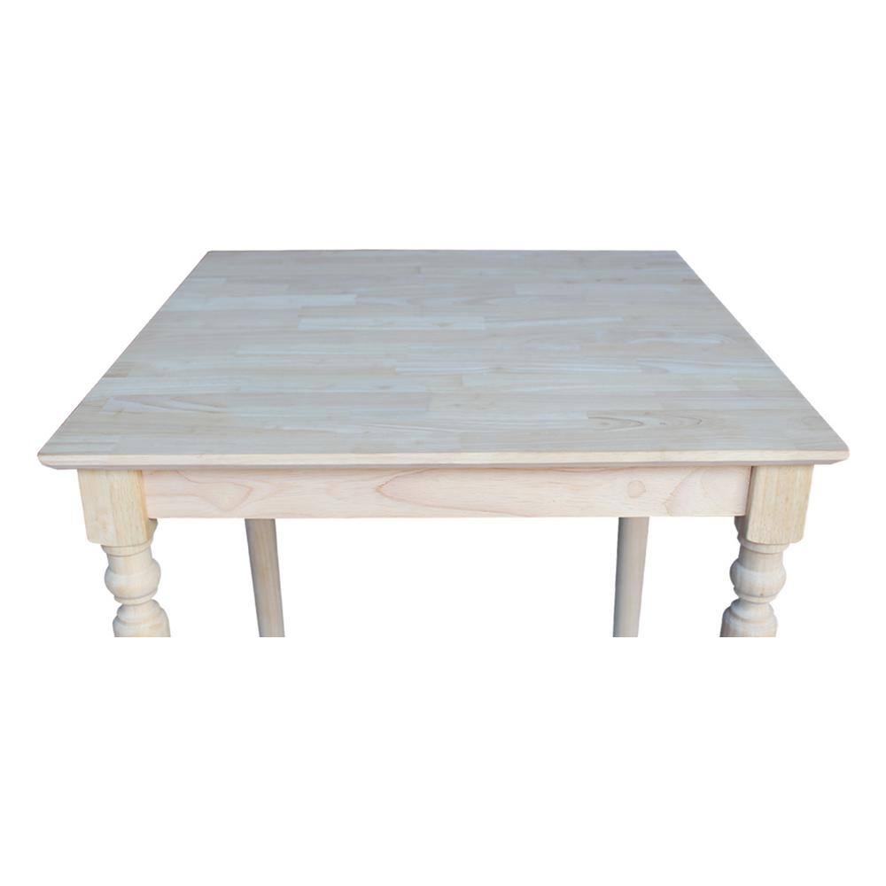 Traditional Unfinished Square Solid Wood Counter-Height Table