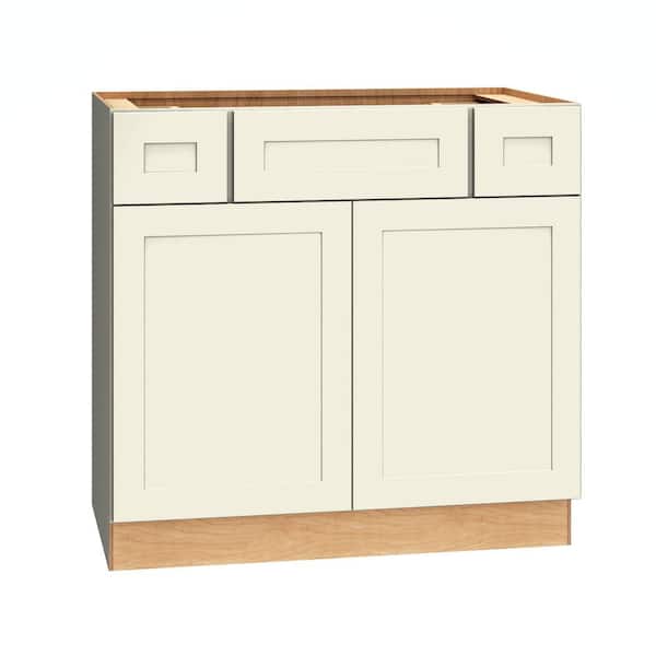 QuickShip Cottage 36 in. W x 21 in. D x 34.5 in. H Assembled Plywood Shaker Bath Sink Base Cabinet in Starlight