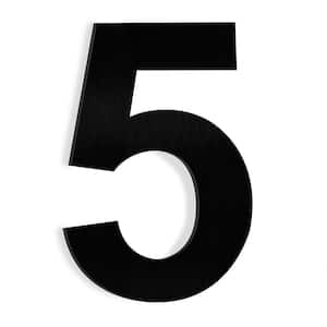 6 in. Black Stainless Steel Floating House Number 5