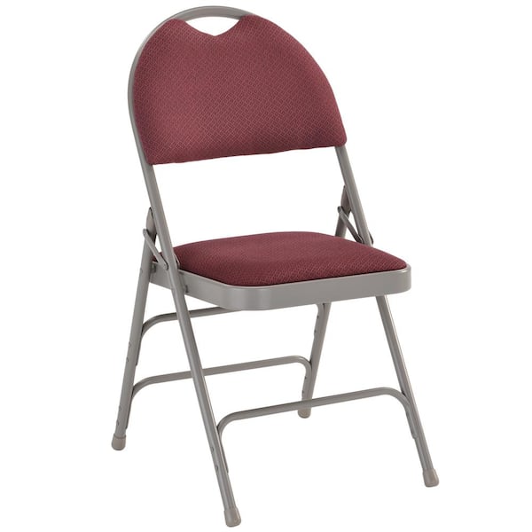 Flash Furniture Burgundy/Gray Fabric Padded Seat Folding Chair
