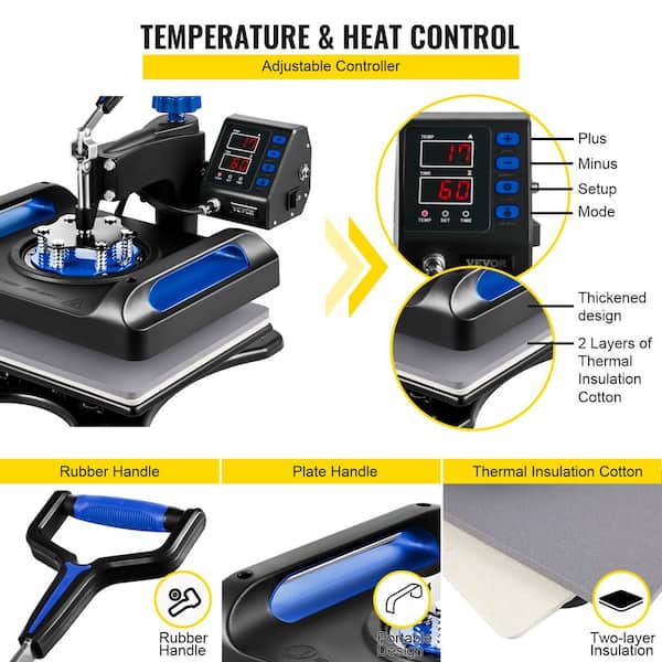 VEVOR Heat Press Machine 15 x 15 Inch 8 in 1 Heat Press 800W Sublimation  Machine