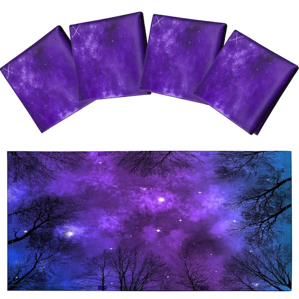 48 in. x 24 in. 4 Packs Drop Fluorescent Light Covers, Panel Magnetic Light Cover for Office Classroom (Forest Galaxy)