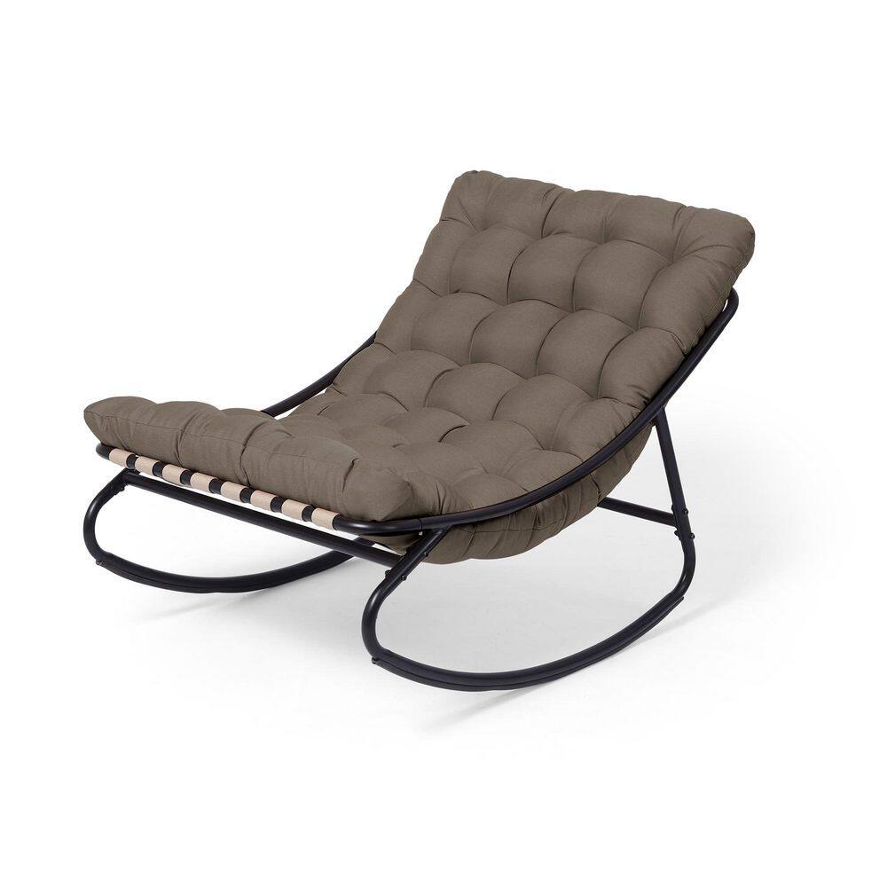 Black Metal Outdoor Rocking Chair Lounge Chair with Coffee Cushion price history on PriceWatchPro