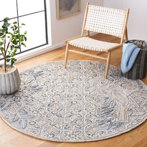 Trace Gray/Beige 6 ft. x 6 ft. Floral Round Area Rug