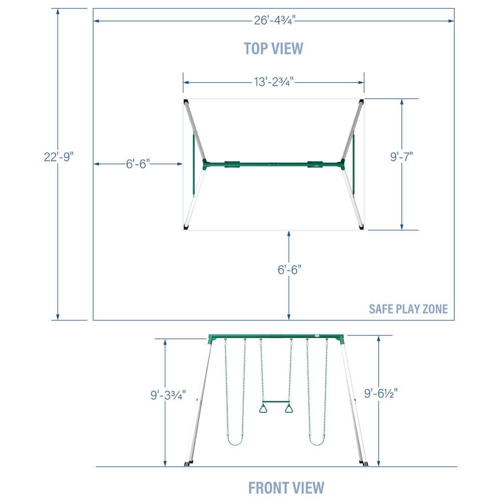 Big Brutus Heavy-Duty Metal A-Frame Swing Set with Trapeze Bar
