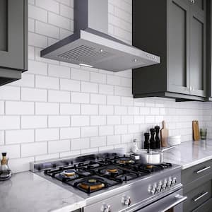 30 in. Giganti Convertible Wall Mount Range Hood in Brushed Stainless Steel,Baffle Filters,Push Button Control,LED Light