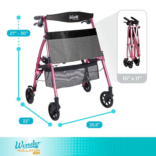 Stander Wonder Rollator Plus Short, Lightweight Junior Folding