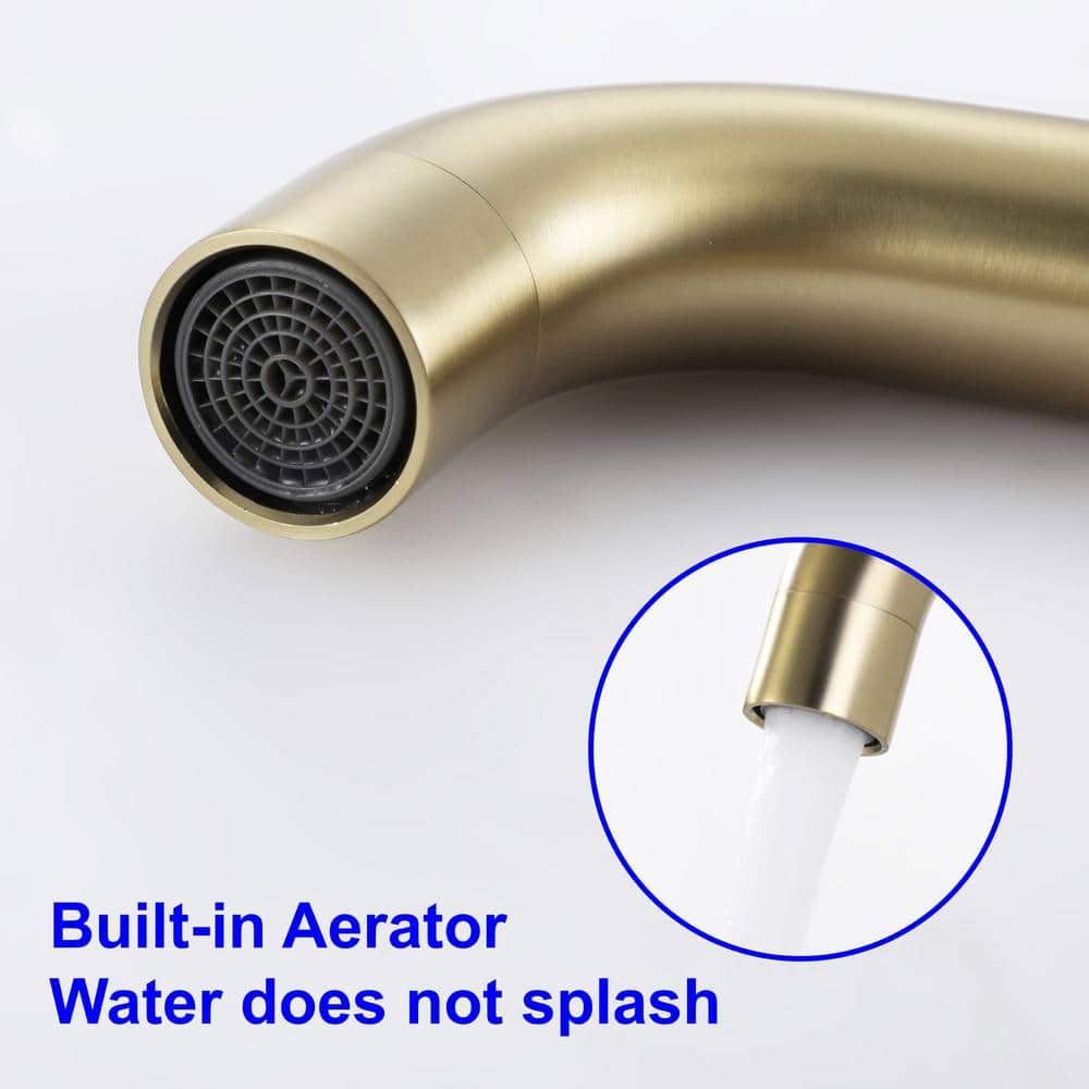 Brushed Gold Solid Brass Widespread Bathroom Faucet