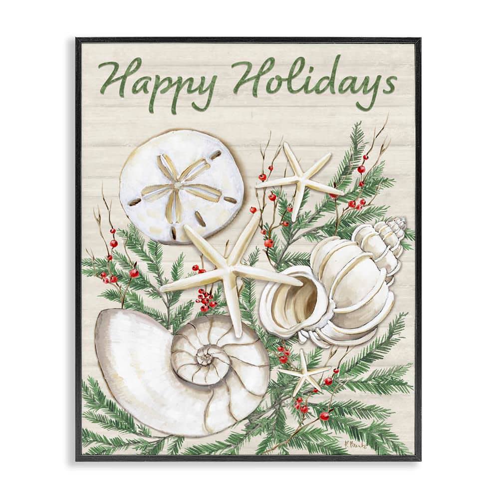 Holiday Seashells & Holly by Paul Brent Black Framed Typography Giclee Art Print 20 in. x 16 in. price history on PriceWatchPro