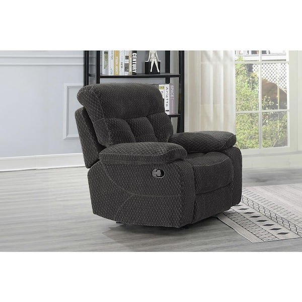 NEW CLASSIC HOME FURNISHINGS New Classic Furniture Bravo Charcoal Polyester Fabric Glider Recliner with Power Footrest