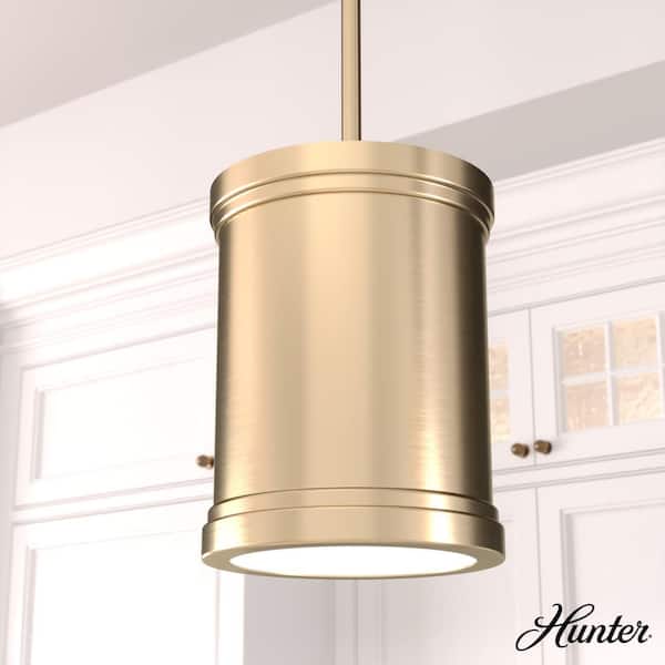 Hunter Capshaw 1-Light Alturas Gold Island Pendant Light with Cased White Glass Shade