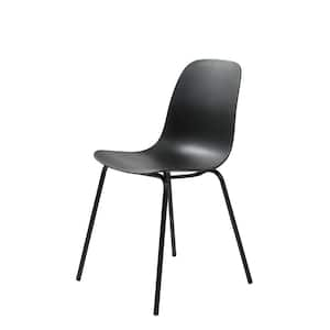 Black Plastic Dining Chair with Matching Steel Legs (Set of 2)