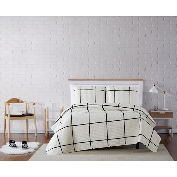 Sleep Number Windowpane Duvet Cover Set - Soft Teal/White - Queen