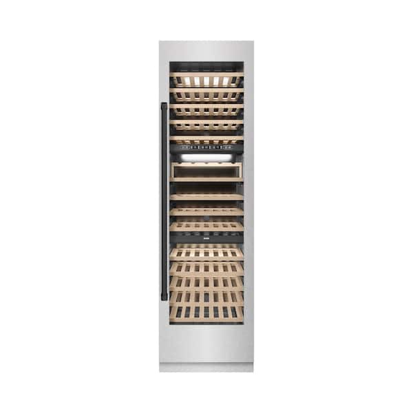Autograph Edition 24 in. Triple Zone Satin 100 Bottle Column Wine Cooler with Matte Black Accents