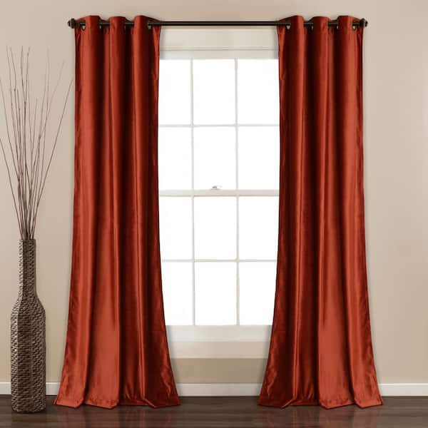 Lush Decor Rust Velvet Grommet Room Darkening Curtain - 38 in. W x 84 in. L (Set of 2)