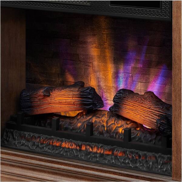 StyleWell Wheaton 31 in. Freestanding Wooden Wall Mantel Electric Fireplace  in Simply Brown 149018 - The Home Depot