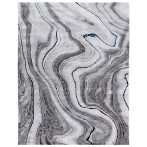Craft Gray/Blue 12 ft. x 15 ft. Marbled Abstract Area Rug