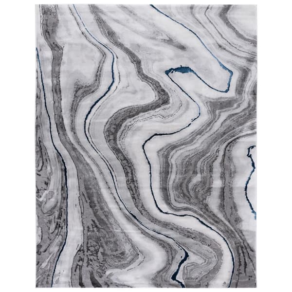 SAFAVIEH Craft Gray/Blue 12 ft. x 15 ft. Marbled Abstract Area Rug