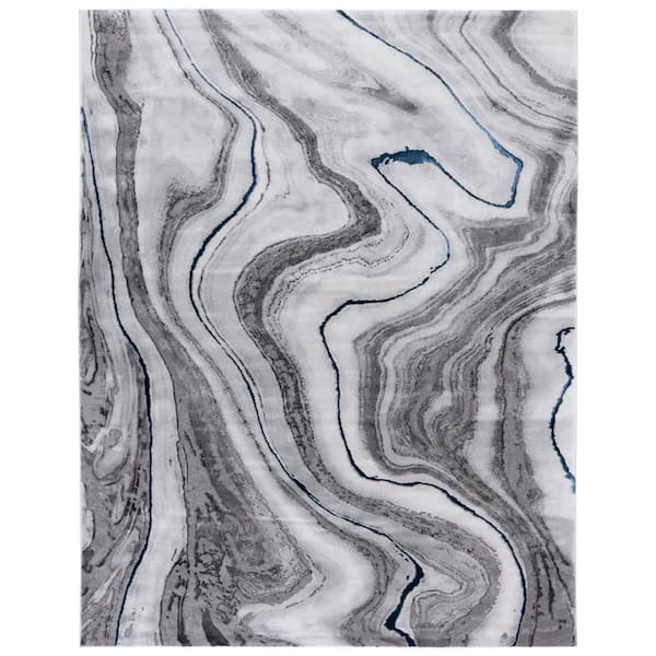 SAFAVIEH Craft Gray/Blue 9 ft. x 12 ft. Marbled Abstract Area Rug