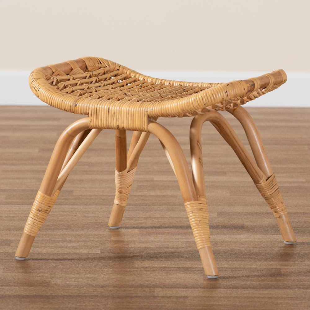 Bernardo Natural Brown Rattan Bohemian Ottoman