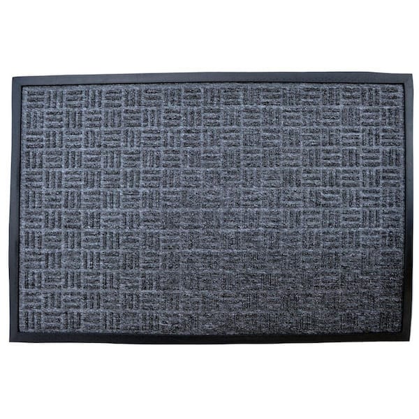 36 in. x 24 in. Gray Synthetic Outdoor Door Mat