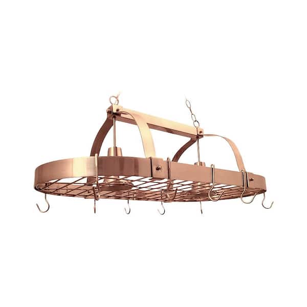 Elegant Designs 2-Light Copper Kitchen Pot Rack Light with Hooks
