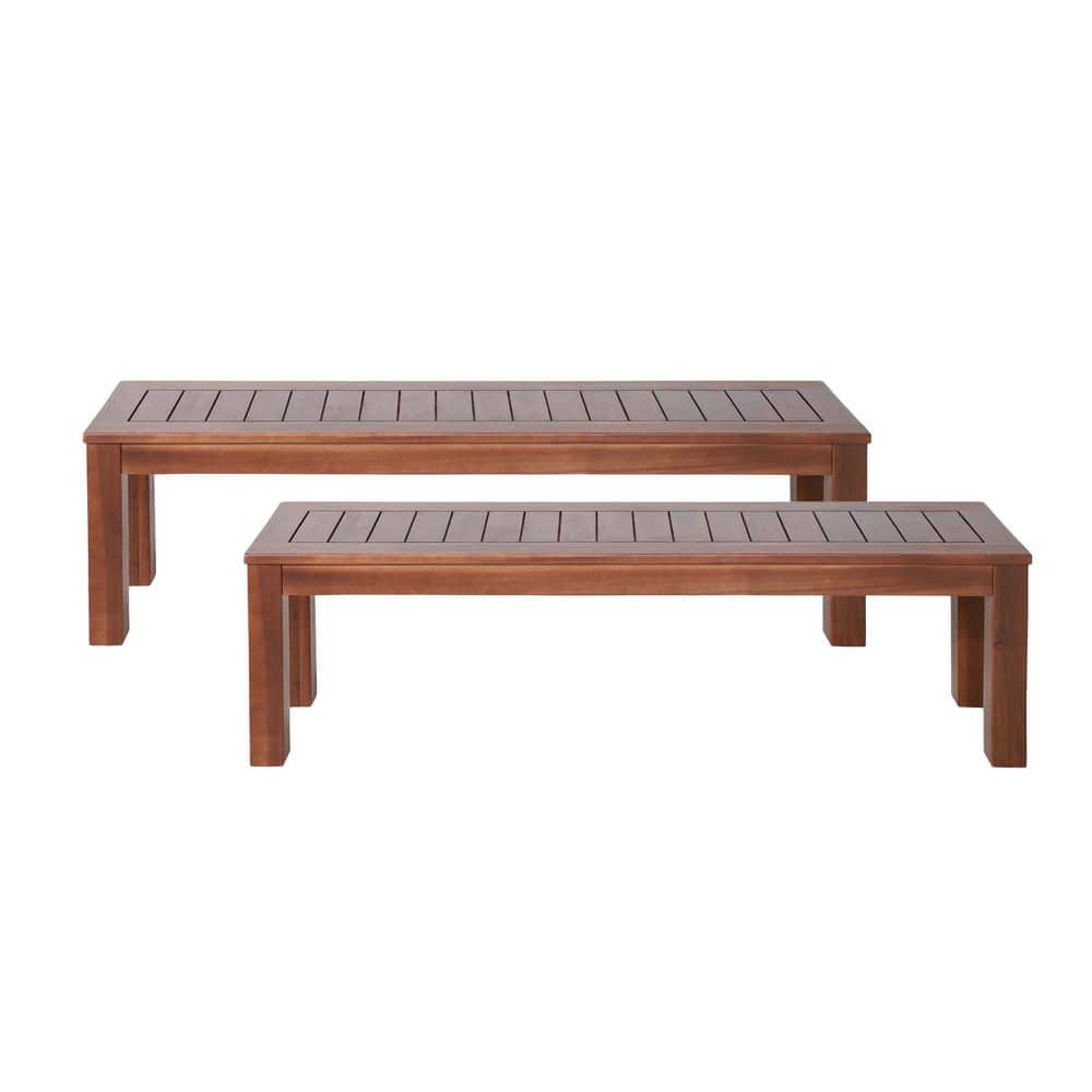Hot Seller Dark Brown 61.75 in. H Wood Outdoor Bench Set with Classic Slat Panel Design-Set of 2 price history on PriceWatchPro