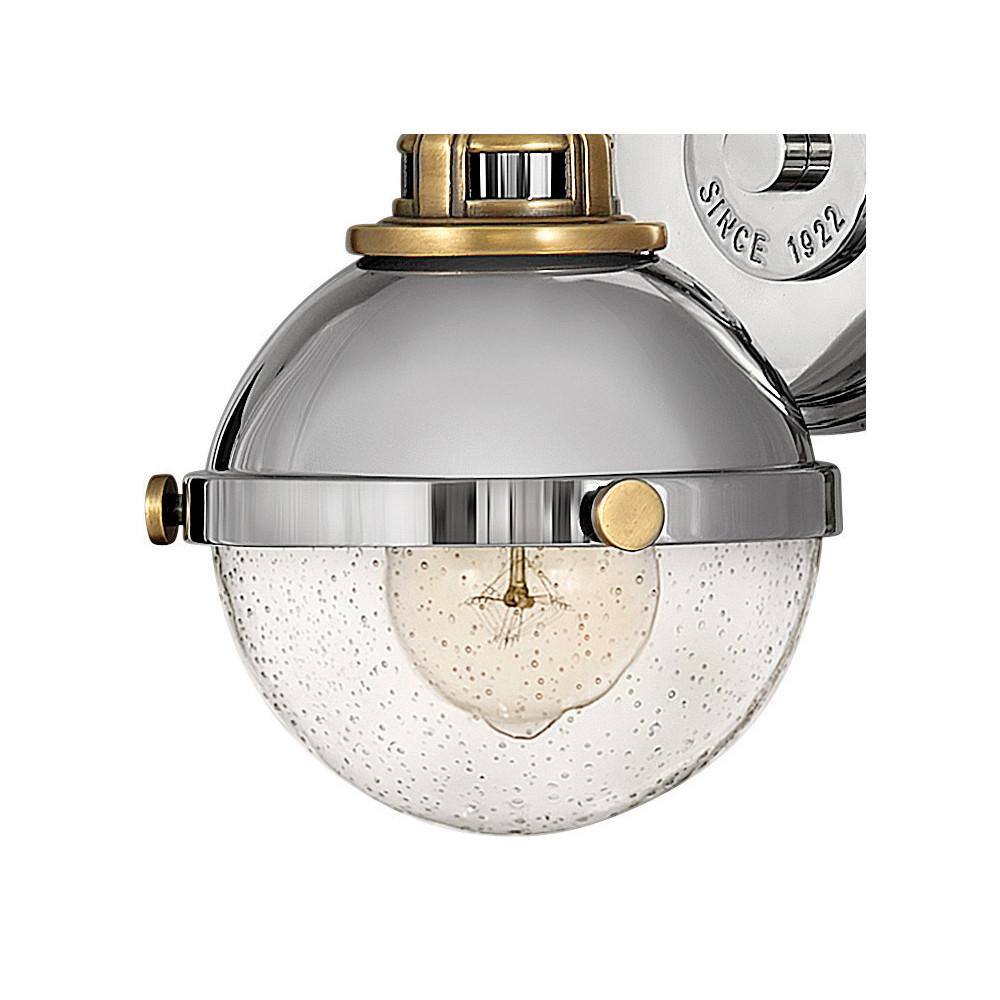 Elegant Polished Nickel Bath Vanity Light with Seedy Glass Shade