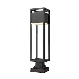 Barwick 1-Light Black 28.25 in. LED Aluminum Hardwired Outdoor Weather Resistant Pier Mount Light Set