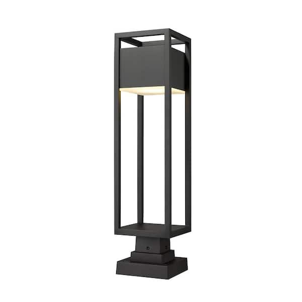 Unbranded Barwick 1-Light Black 28.25 in. LED Aluminum Hardwired Outdoor Weather Resistant Pier Mount Light Set
