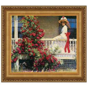 The Crimson Rambler, 1908 by Philip Leslie Hale Framed Architecture Oil Painting Art Print 20.25 in. x 22.25 in.