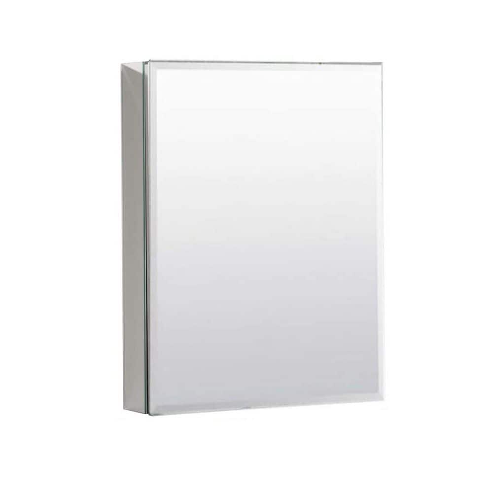 20 in. W x 26 in. H Small Rectangular Silver Aluminum Alloy Recessed/Surface Mount Medicine Cabinet with Mirror