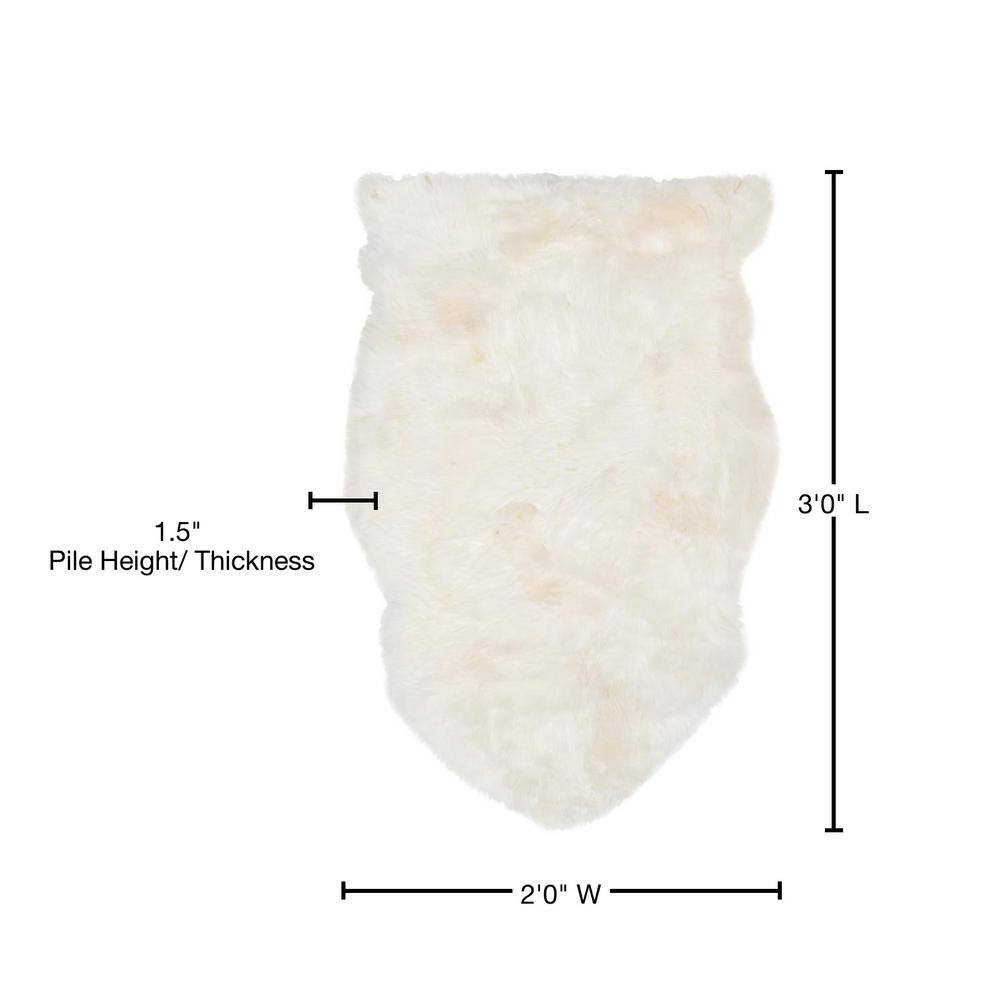 Natural White Hand-Knotted Sheepskin Square Accent Rug