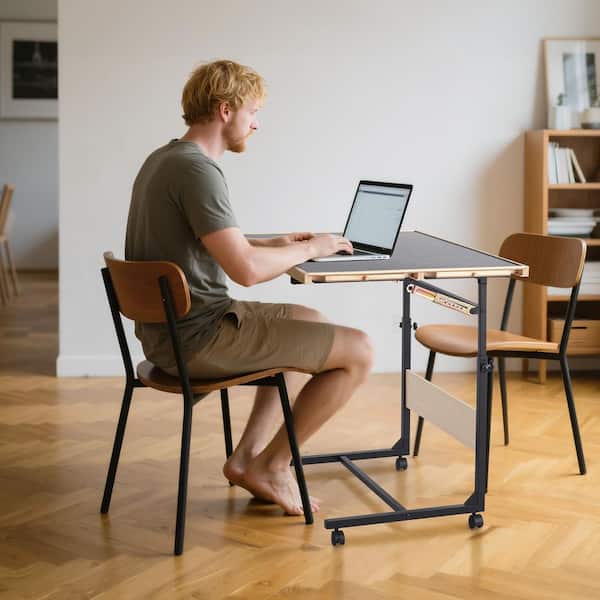 1500-Piece Puzzle Table with Legs 4 Drawers and Cover 34 in. x 25 in. Portable Wooden Board w/ Wheels Adjustable Height