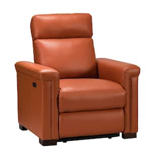 Casio 36.02 in. Wide Brick Genuine Leather Power Recliner with USB Port