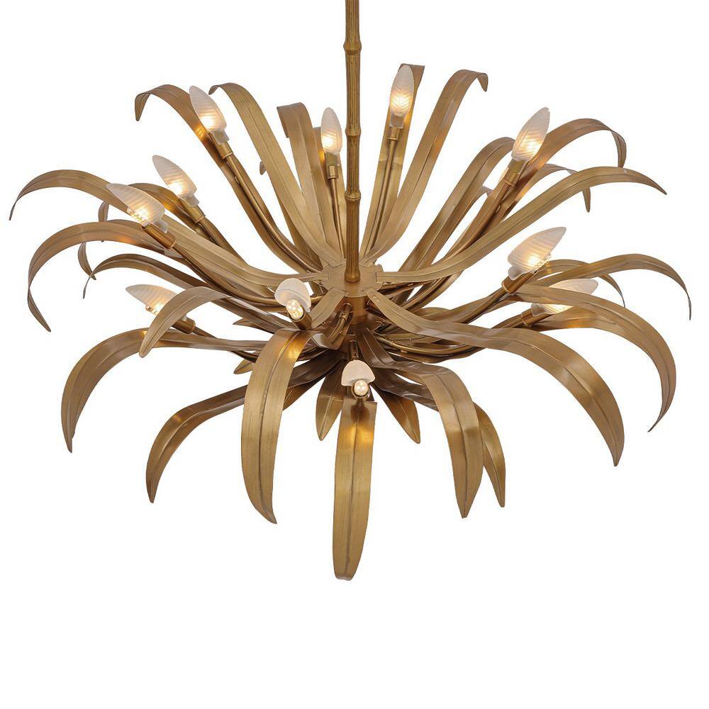 Kagra 12-Light Brass Organic Chandelier with Iron Shade