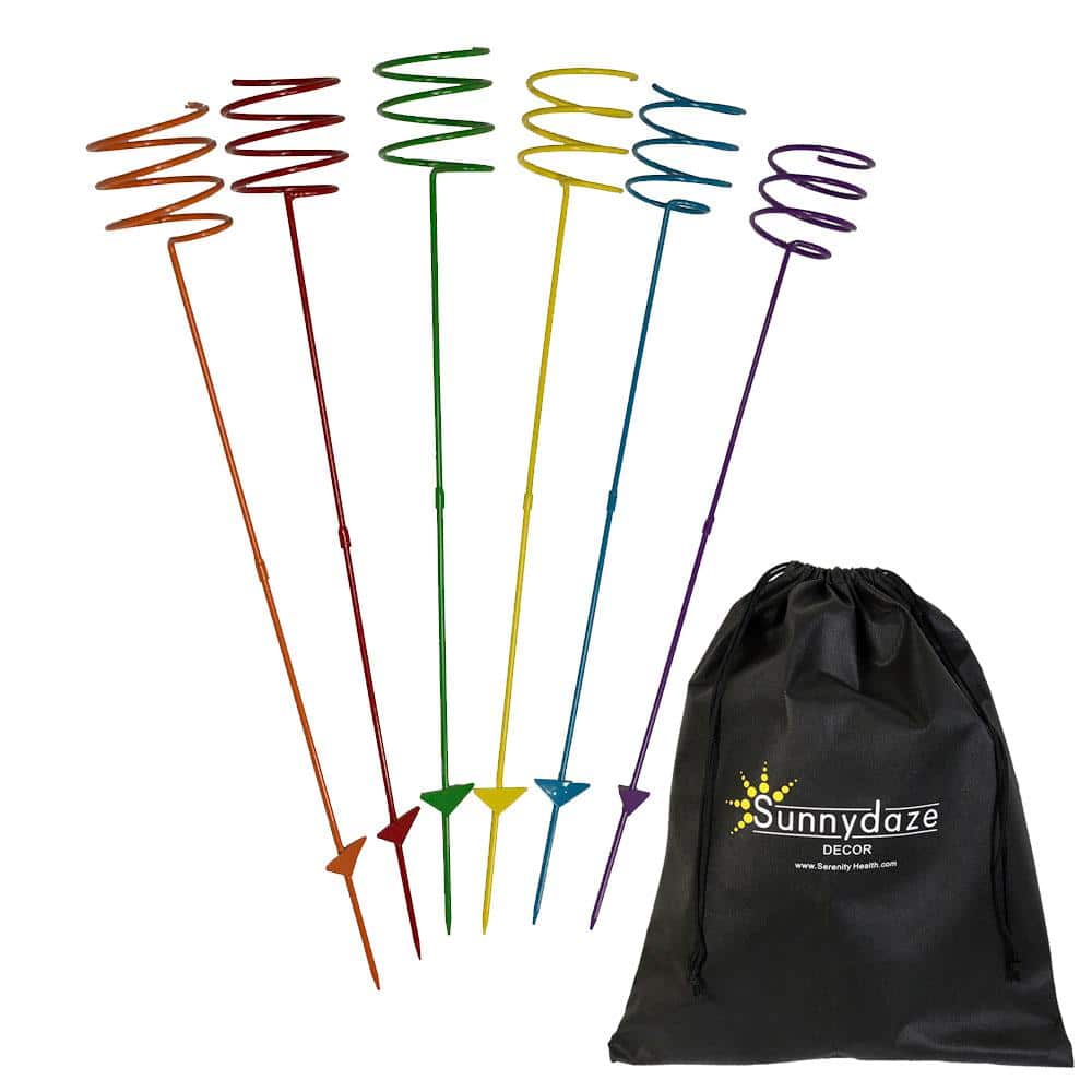 Sunnydaze Heavy-Duty Multi-Colored Outdoor Drink Holder Stakes (Set of 6)