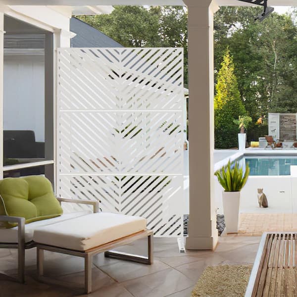 75 x 48 in. White Modern Outdoor Screen Privacy Screen with Paralle Patterns Wall Decal