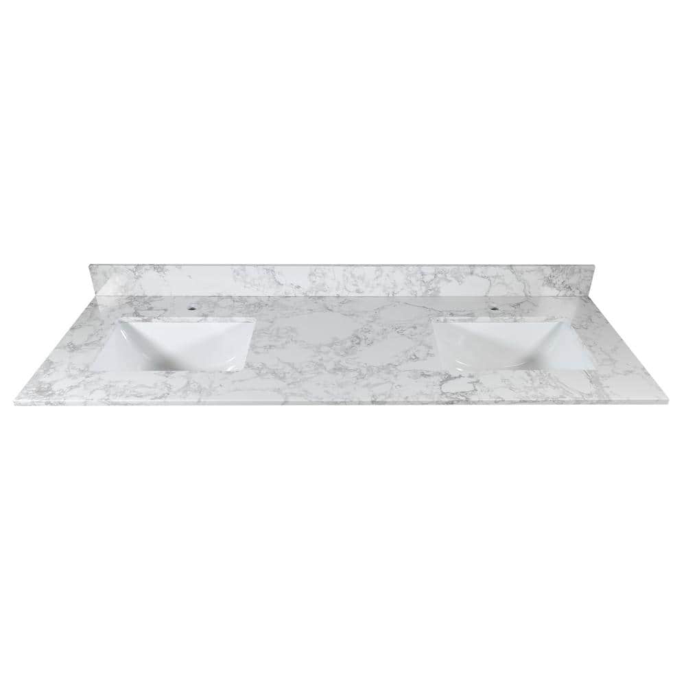 VANITYFUS 61 in. W x 22 in. D Engineered Stone Bathroom Vanity Top in