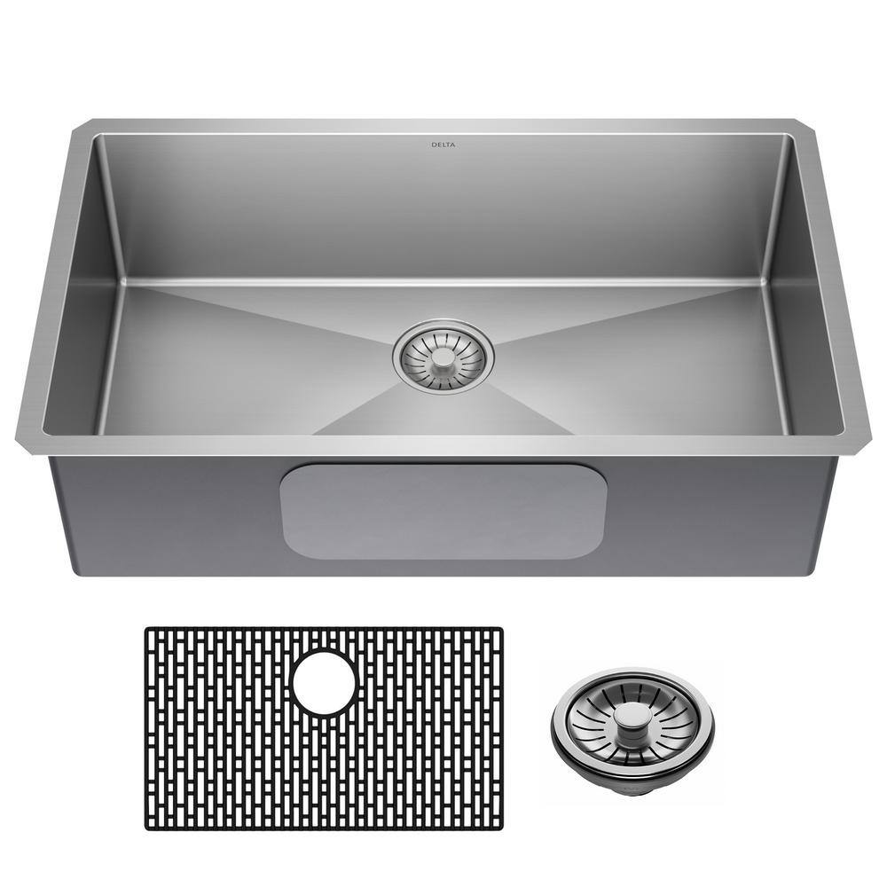 32" Undermount Stainless Steel Single Bowl Kitchen Sink With Accessories In Stainless Steel 953034-32S-SS | Delta Faucet