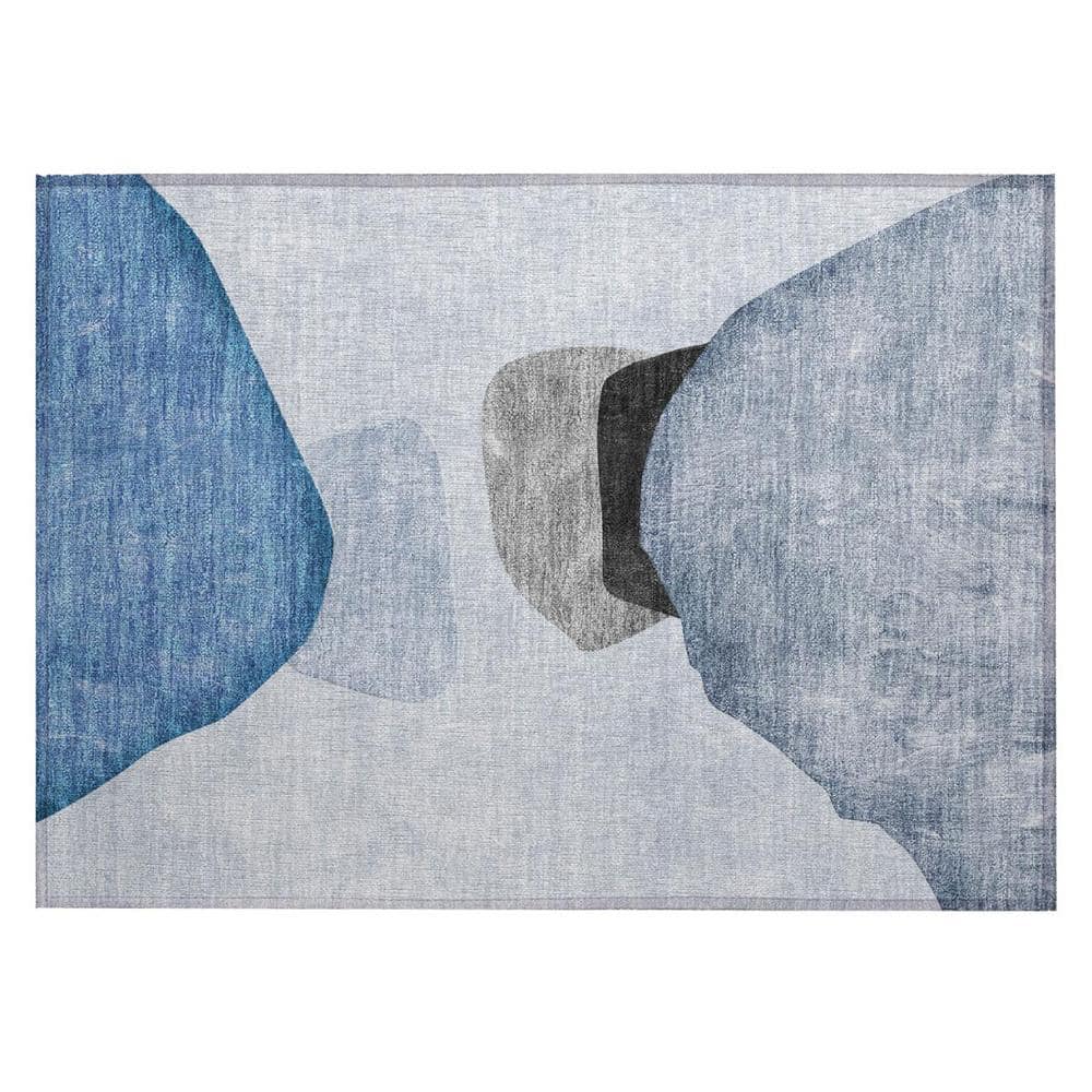 Blue Gray and Black 2 ft. x 3 ft. Woven Abstract Rectangle Indoor/Outdoor Area Rug price history on PriceWatchPro