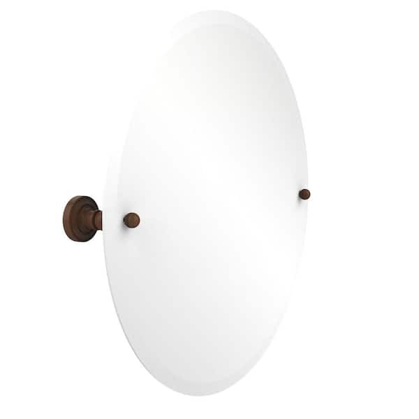 Allied Brass Dottingham Collection 22 in. L x 22 in. W Frameless Round Tilt Mirror with Beveled Edge in Antique Bronze