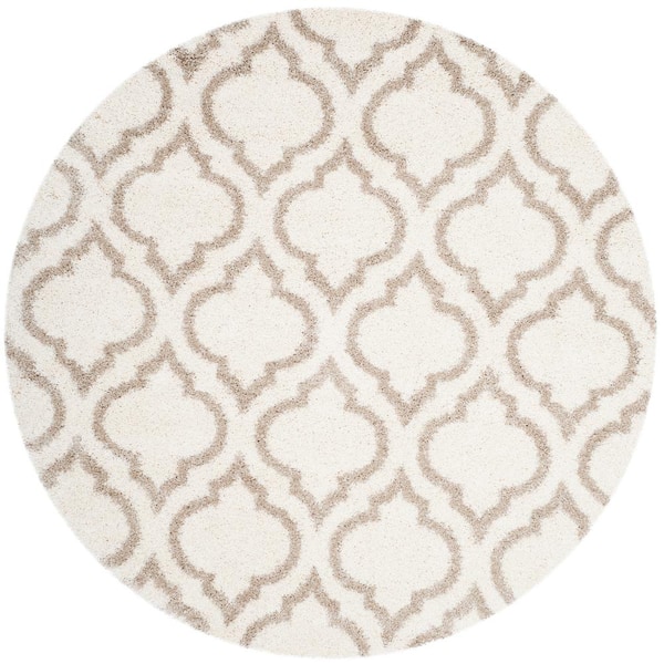 Hudson 5 ft. x 5 ft. Ivory/Beige Geometric Round Rug