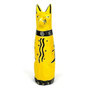 Yellow Siting Cat Soapstone Sculpture