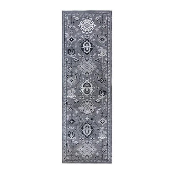 Gertmenian Carmen Salem Gray 3 ft. x 8 ft. Traditional Indoor Runner Rug